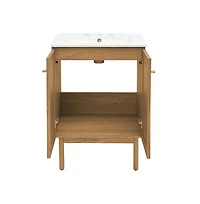 Swiss Madison 24" Freestanding Bathroom Vanity in Golden Oak with 3-Hole Centerset Sink Top