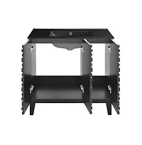 Swiss MadisonCascade 36 in. Black Oak Bathroom Vanity With Black, 3-Hole Ceramic Sink Top