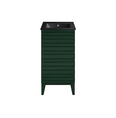 Swiss Madison Cascade 18" Freestanding Bathroom Vanity in Green Oak with Black Sink Top