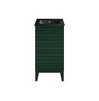 Swiss Madison Cascade 18" Freestanding Bathroom Vanity in Green Oak with Black Sink Top