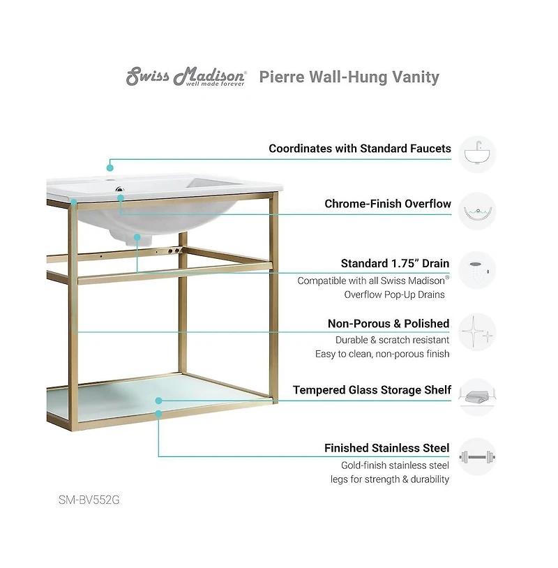 Swiss Madison Pierre Single, Open Shelf