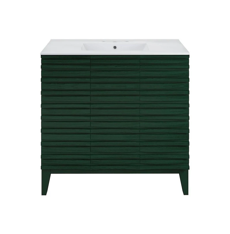 Swiss Madison36" Freestanding Bathroom Vanity in Green Oak with 3-Hole Widespread Sink Top