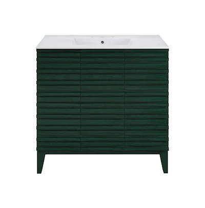 Swiss Madison36" Freestanding Bathroom Vanity in Green Oak with 3-Hole Widespread Sink Top