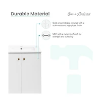 Swiss MadisonManoir 24" Freestanding Bathroom Vanity in White with Sink Top