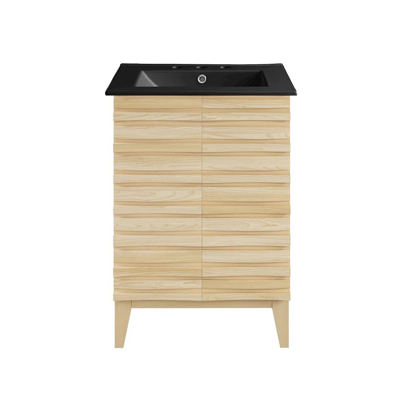 Swiss Madison Cascade in. Natural oak Bathroom Vanity With Black