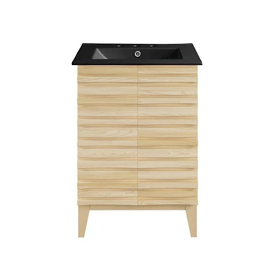 Swiss Madison Cascade in. Natural oak Bathroom Vanity With Black