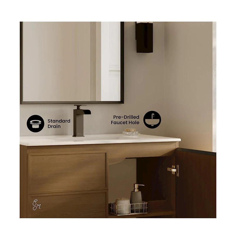 Swiss Madison St. Tropez 36" Freestanding Bathroom Vanity in Oak with Sink Top