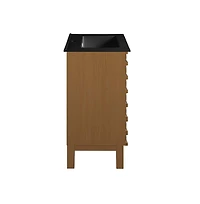 Swiss Madison Cascade 24 in. Brown Oak Bathroom Vanity With Black Ceramic Sink Top