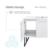 Swiss Madison Annecy 48" Freestanding Bathroom Vanity in White with Sink Top