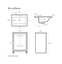 Swiss Madison Virage 24 in. White Bathroom Vanity With Black, 3-Hole Ceramic Sink Top