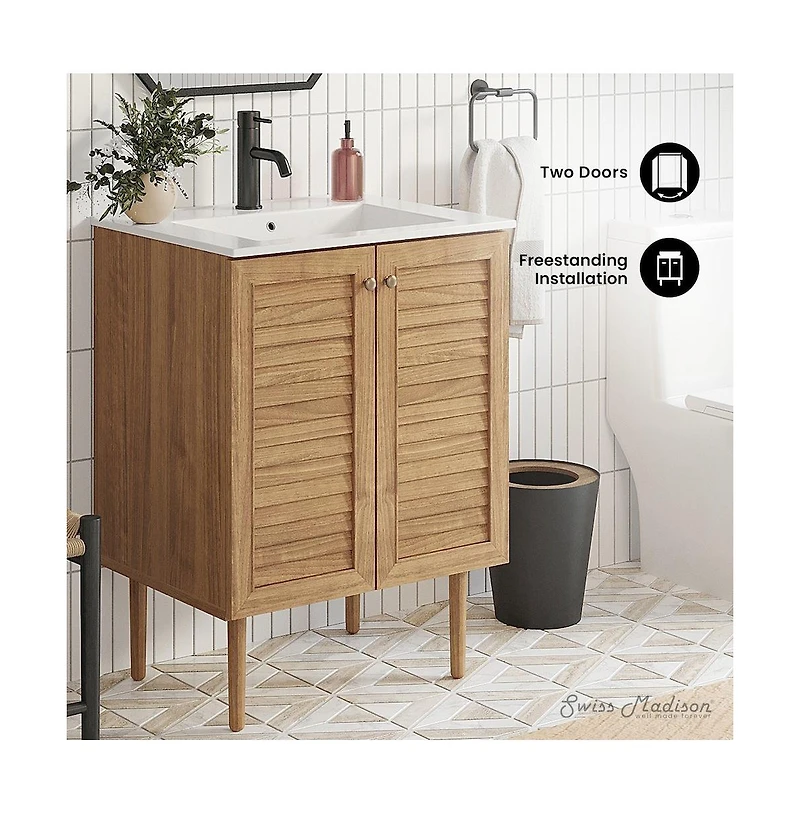 Bron 24" Freestanding Bathroom Vanity in Golden Oak with Sink Top