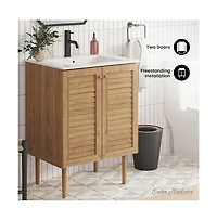 Bron 24" Freestanding Bathroom Vanity in Golden Oak with Sink Top