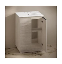 Swiss Madison 24" Freestanding Bathroom Vanity in Oak with 3-Hole Widespread Sink Top