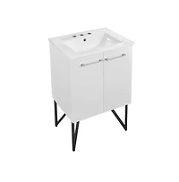 Swiss Madison Annecy 24 in. White Bathroom Vanity With White, 3-Hole Ceramic Sink Top