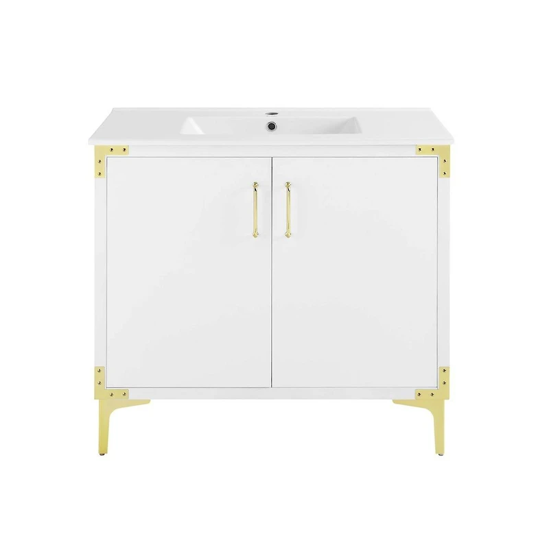 Swiss Madison Voltaire 36" Freestanding Bathroom Vanity in White with Sink Top