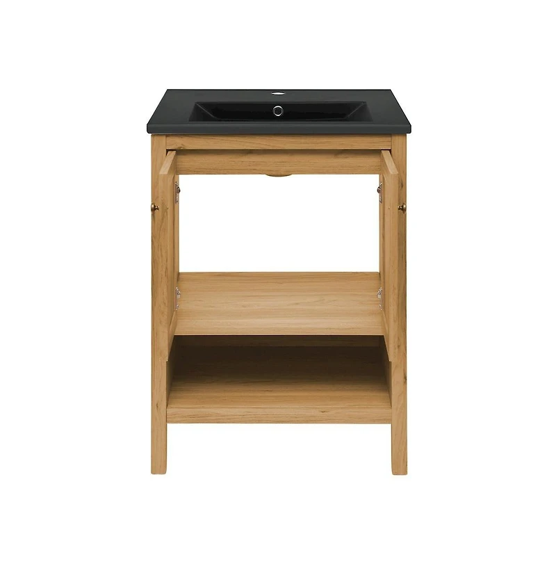 Swiss Madison Chateau 24" Freestanding Bathroom Vanity in Golden Oak with Sink Top