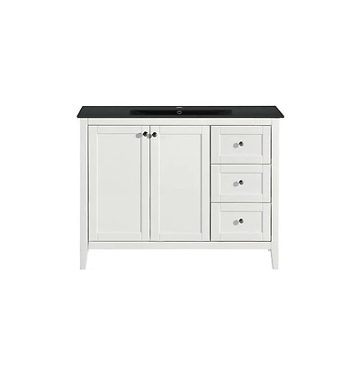 Swiss Madison Cannes 48 in. White Bathroom Vanity With Black Ceramic Sink Top