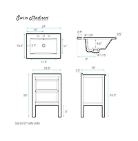 Swiss Madison Nadar 24 in. Brown Walnut Bathroom Vanity With Black, 3-Hole Ceramic Sink Top
