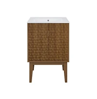 Bosse 24" Freestanding Bathroom Vanity in Brown Oak with Sink Top