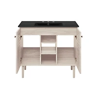 Swiss Madison36" Freestanding Bathroom Vanity in White Oak, Black 3-Hole Widespread Sink Top