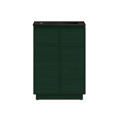 Swiss MadisonSt. Tropez 24" Freestanding Bathroom Vanity in Green Oak with Black Sink Top