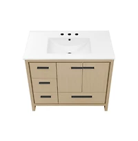 Swiss Madison Virage in. Brown Oak Bathroom Vanity With White