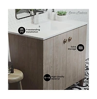 Swiss Madison Eclair 36" Freestanding Bathroom Vanity in Gray Oak with Sink Top