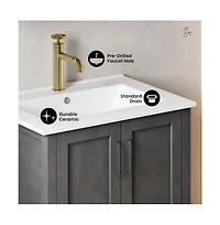 Avallon 24" Freestanding Bathroom Vanity in Black with Sink Top