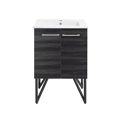 Swiss Madison Annecy 24" Freestanding Bathroom Vanity in Black Walnut with Sink Top