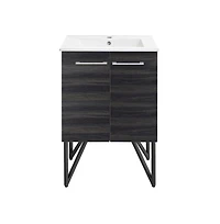 Swiss Madison Annecy 24" Freestanding Bathroom Vanity in Black Walnut with Sink Top