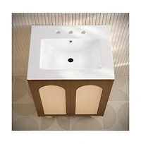 Swiss Madison 24" Freestanding Bathroom Vanity in Brown Oak with 3-Hole Widespread Sink Top
