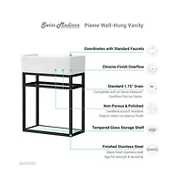 Swiss Madison Pierre 19.5 Single, Metal Frame, Open Shelf, Bathroom Vanity