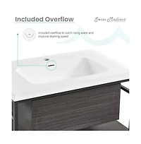 Swiss Madison Claire 30" Wall-Mounted Bathroom Vanity in Black Oak with Sink Top