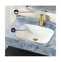 Swiss Madison Avancer 36" Wall-Mounted Bathroom Vanity in Black Oak with Blue Celeste Sink Top