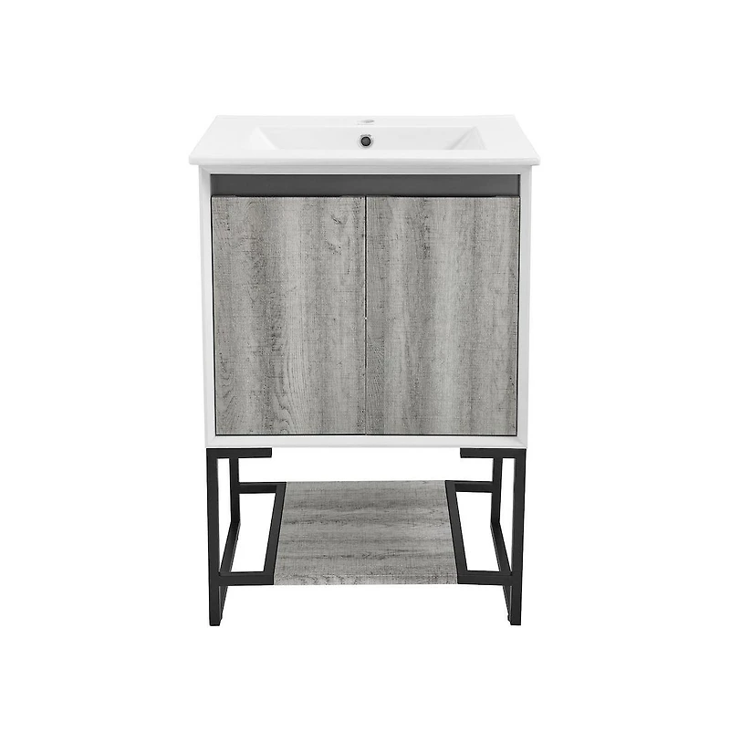 Swiss Madison Marseille 24 Single, Two Doors, Open Shelf Bathroom Vanity