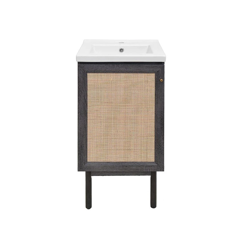 Swiss Madison Classe 18" Freestanding Bathroom Vanity in Black Oak with Sink Top