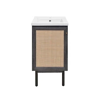 Swiss Madison Classe 18" Freestanding Bathroom Vanity in Black Oak with Sink Top