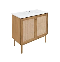 Swiss Madison 36" Freestanding Bathroom Vanity in Golden Oak with 3-Hole Widespread Sink Top