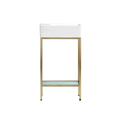 Swiss Madison Pierre 19.5 Single, Freestanding, Open Shelf, Gold Metal Frame Bathroom Vanity