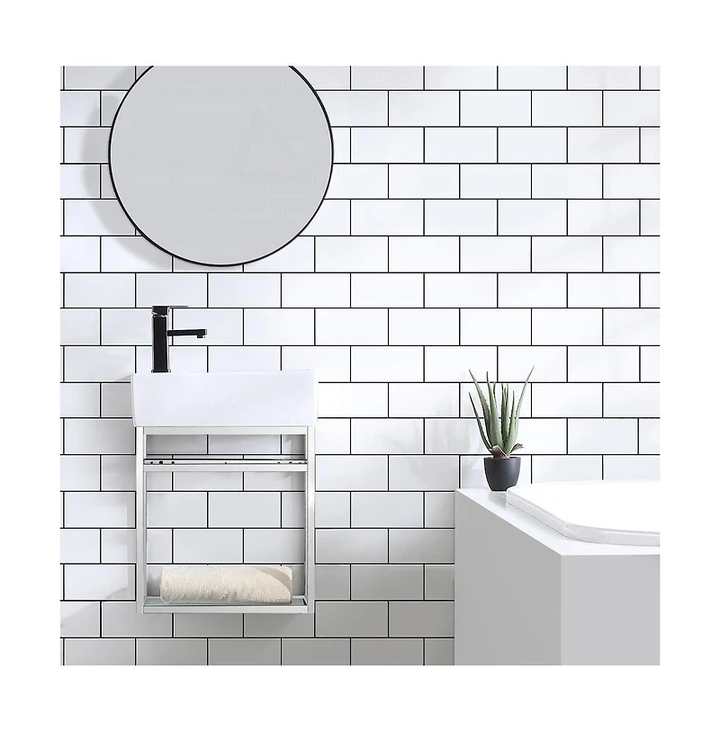 Pierre 19.5 Single, Open Shelf, Chrome Metal Frame Bathroom Vanity
