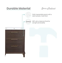 Swiss MadisonHugo 24" Freestanding Bathroom Vanity in Brown Oak with Sink Top