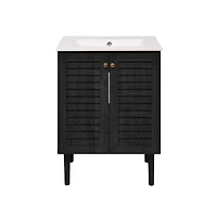 Swiss Madison Bron 24" Freestanding Bathroom Vanity in Black Oak with Sink Top