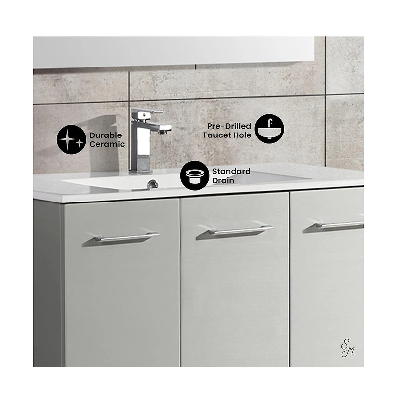 Swiss Madison Annecy 36" Freestanding Bathroom Vanity in Gray with Sink Top