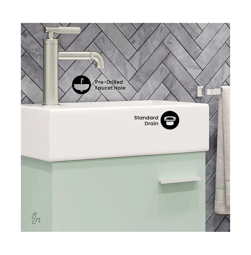 Swiss Madison Colmer 18" Wall-Mounted Bathroom Vanity in Mint