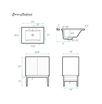 24" Freestanding Bathroom Vanity in Brown Oak with 3-Hole Centerset Sink Top