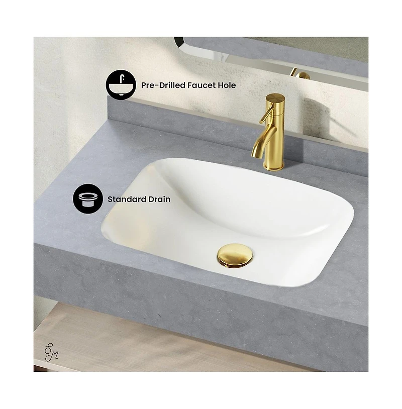 36" Wall-Mounted Bathroom Vanity in White Oak with Charcoal Gray Sink Top