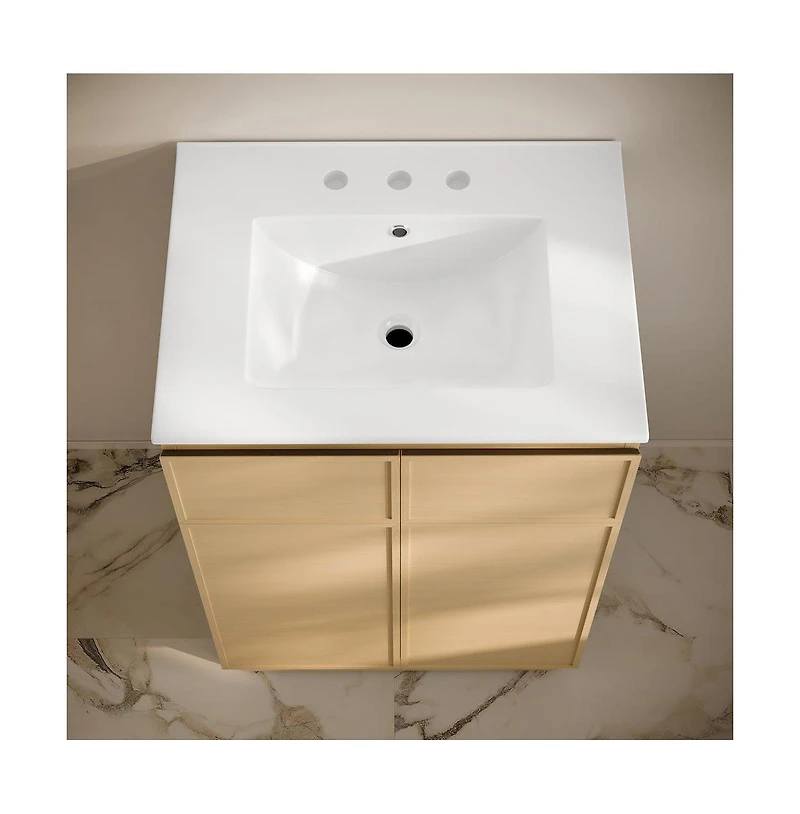 Swiss Madison 24" Freestanding Bathroom Vanity in Natural Oak with 3-Hole Widespread Sink Top
