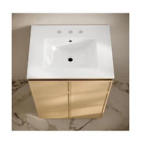 Swiss Madison 24" Freestanding Bathroom Vanity in Natural Oak with 3-Hole Widespread Sink Top