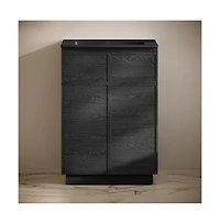 Swiss Madison St. Tropez 24" Freestanding Bathroom Vanity in Black Oak with Black Sink Top