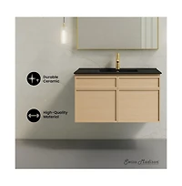 Swiss Madison St. Tropez 36" Wall-Mounted Bathroom Vanity in Natural Oak with Sink Top